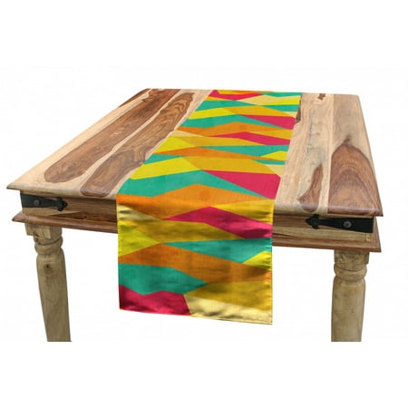 

Geometric Table Runner Funky Formless Prehistoric Tiles Vivid Contrast Fashion Dining Room Kitchen Rectangular Runner 3 Sizes by Ambesonne