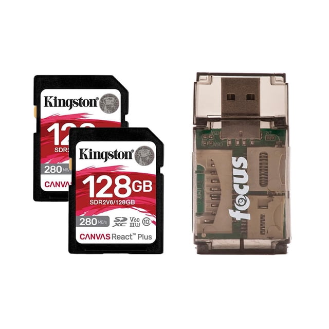 Kingston Canvas React Plus V60 Tarjeta SD de 128GB Paquete de 2