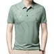 thumbnail image 2 of Camiseta de manga corta para hombre, fina, con solapa de 3 botones XL Verde, 2 of 9