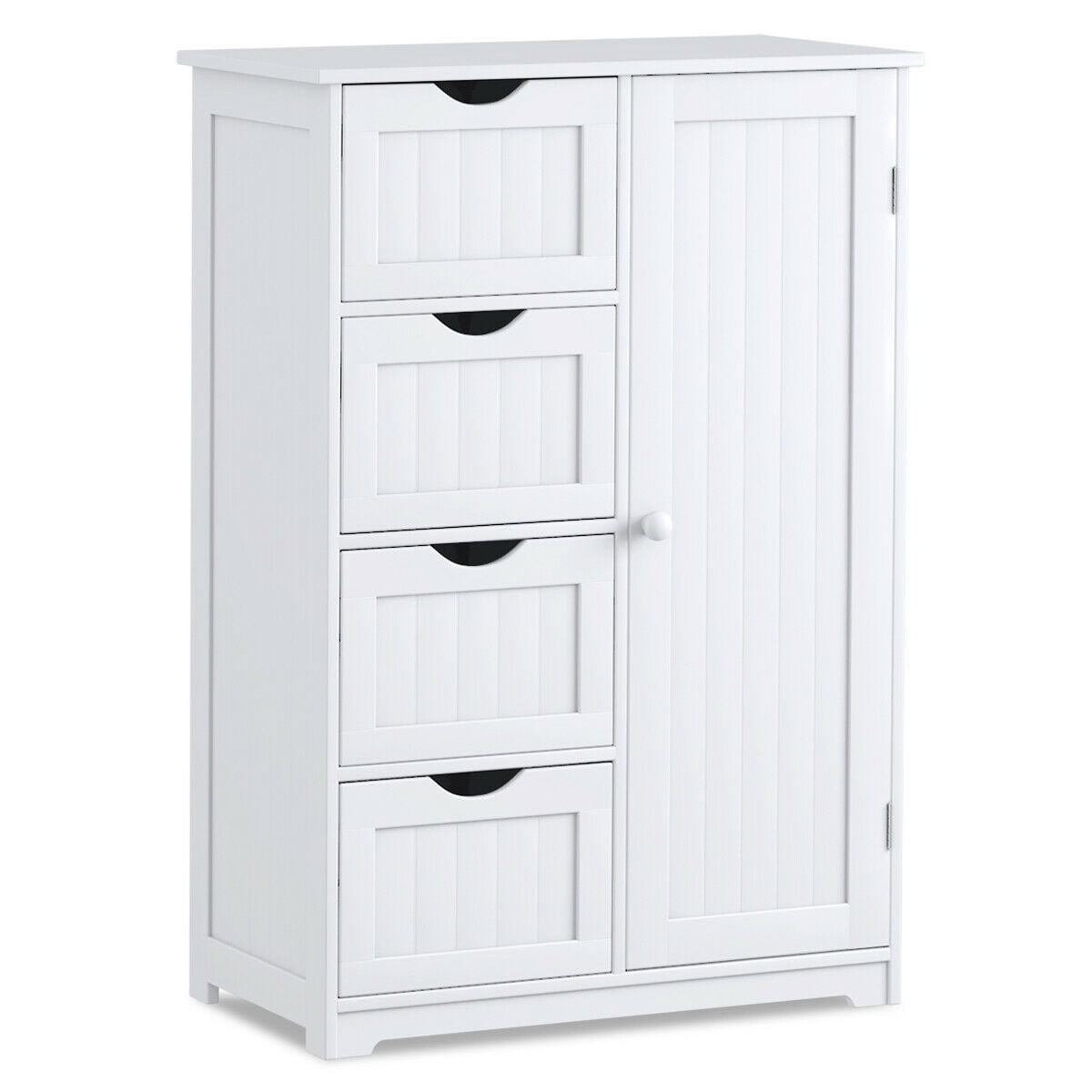 White Bathroom Bedroom Nursery Storage Cabinet Dresser 4-Drawer Door 