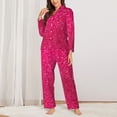 thumbnail image 2 of Pofeuu Rose Red Glitter Print Womens Pajamas Set Long Sleeve Sleepwear Button Down Nightwear Soft Pj Lounge Sets Button Down Pajamas Women-XX-Large, 2 of 7