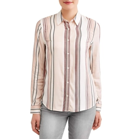 COMO BLU - Women's Stripe Shirt - Walmart.com