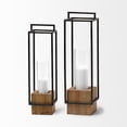thumbnail image 4 of Mercana Orionis II Large Black Metal/Wood Candle Holder Lantern, 4 of 7