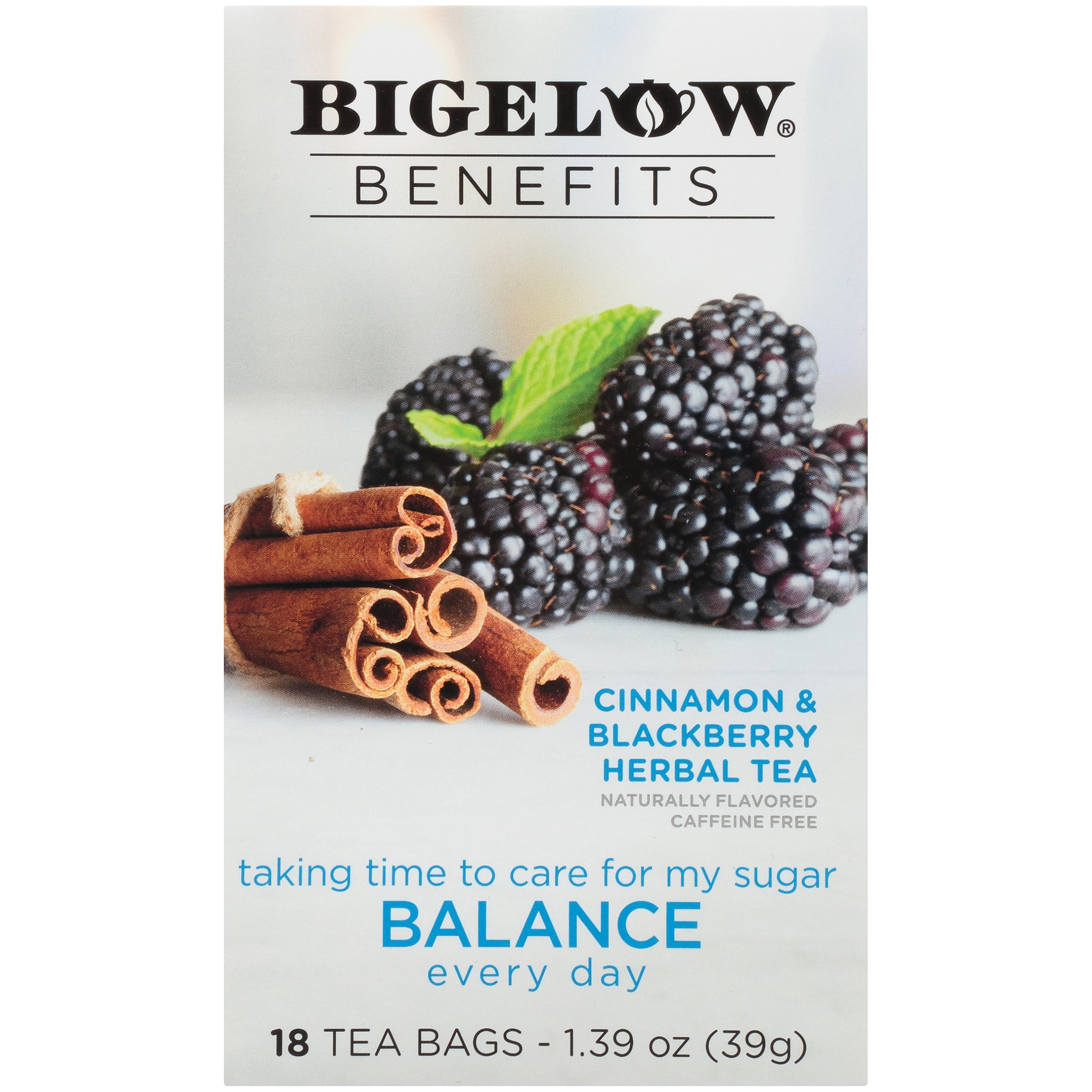 Bigelow Benefits Herbal Tea, Cinnamon And Blackberry, Tea Bags, 18 Ct
