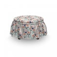 thumbnail image 3 of Floral Ottoman Cover, Paintbrush Drawn Flowers, 2 Piece Slipcover Set with Ruffle Skirt for Square Round Cube Footstool Decorative Home Accent, Standard Size, Pale Eggshell Peach, by Ambesonne, 3 of 5