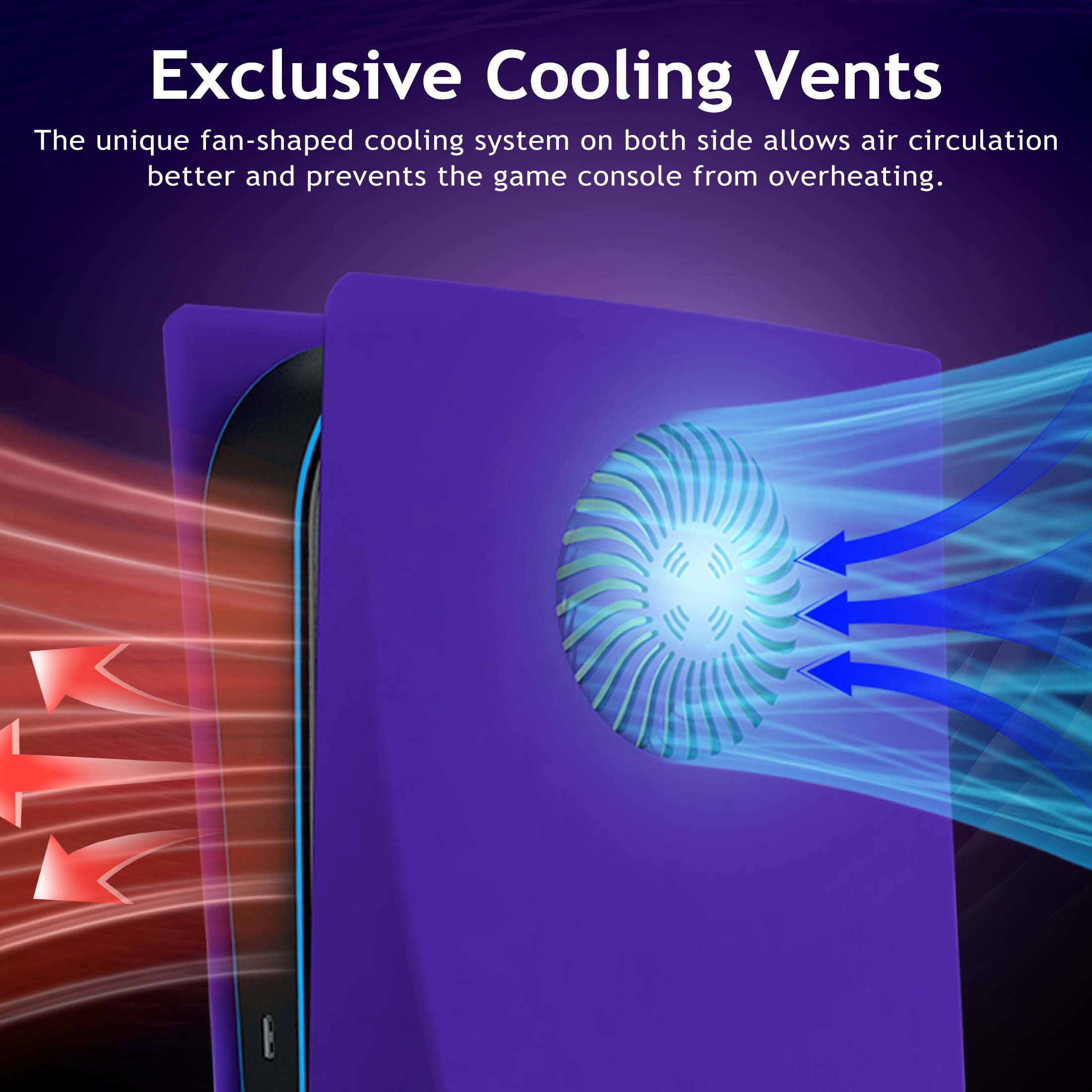 Faceplate for Original PS5 Disc Edition, PS5 Cover Plates with Cooling Vents & Dust Filter, Purple