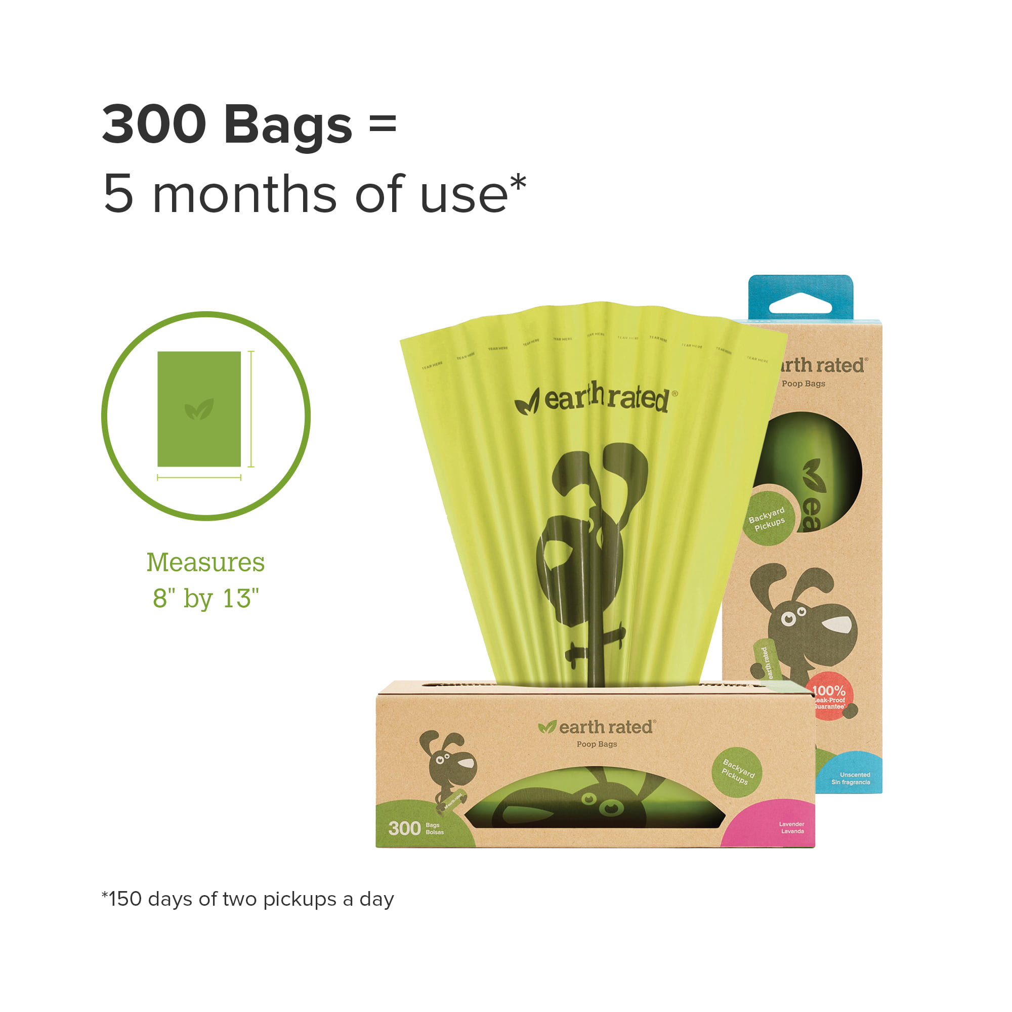 Earth Rated Dog Waste Bags not on Small Rolls Poop Bags on a Single Roll for Pantries 