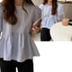 thumbnail image 5 of Blusa de gasa con volantes en el dobladillo y mangas abullonadas - Azul medio Summer Chic, 5 of 8
