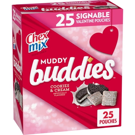 Chex Mix Valentine's Muddy Buddies, Cookies and Cream Snack Mix, 25 ct