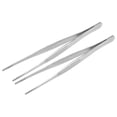 thumbnail image 5 of Uxcell Pinzas rectas redondas de 7.09''x0.47'' con punta serrada de acero inoxidable tono plateado 2 piezas, 5 of 5