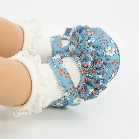 

Lilgiuy Classic Floral Toddler Baby Shoes Princess Girl s Soft Sole Shoes Casual Newborn Sandals Blue 12-15 Months Fall for 2022 Spring Winter