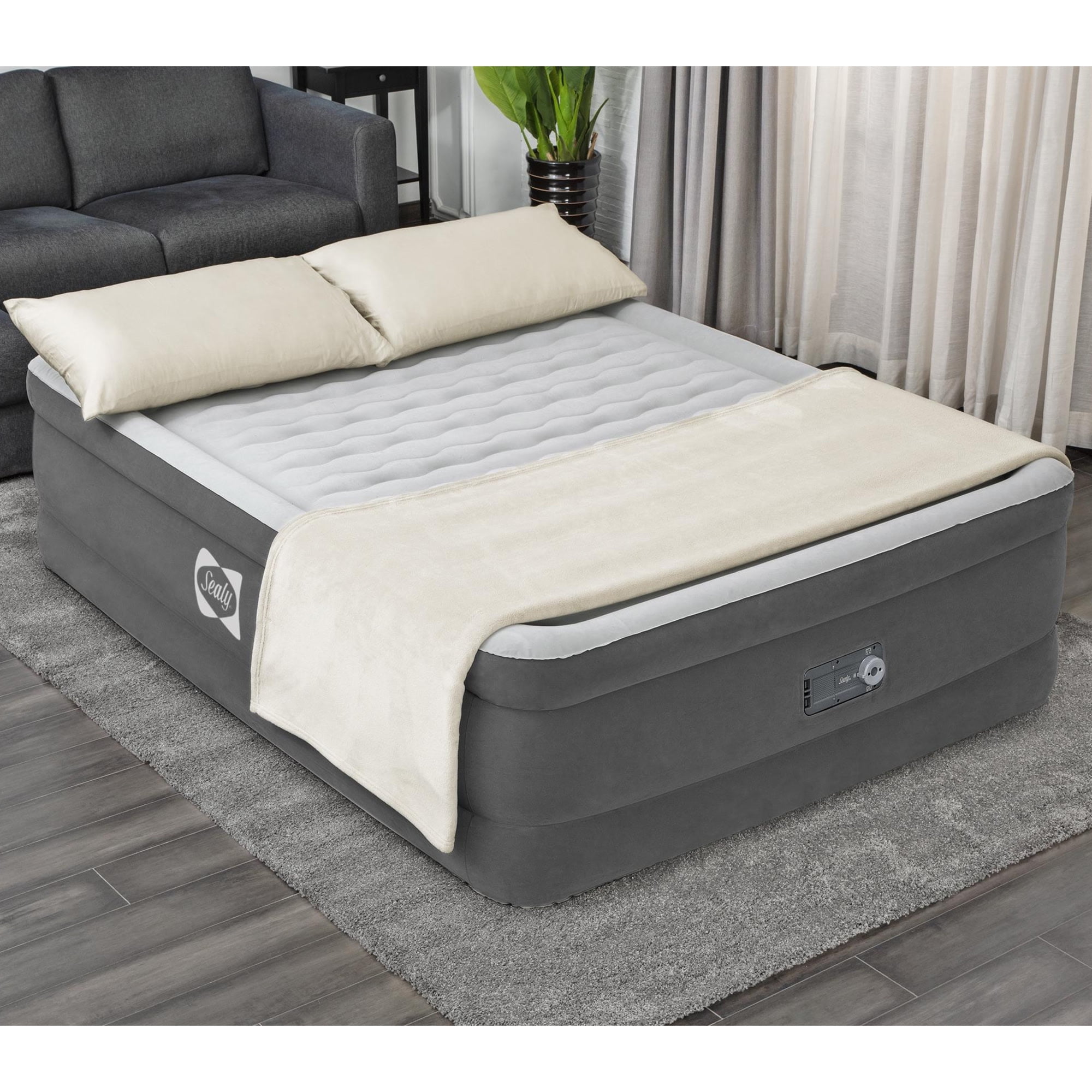 Sealy Tritech Queen 22" Air Mattress with Built-In AC Pump, Durable Inflatable Bed with Carry Bag