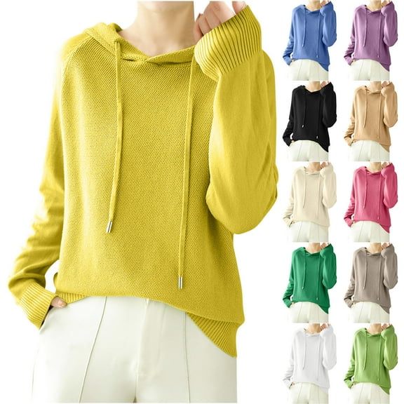 Ashirexll Womens Hoodies, Oversized Hoodies for Women, Ladies' Solid Color Long Sleeve Hooded Sweatshirts Drawstring Casual Hoodies