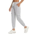thumbnail image 4 of QAFOPEH Women Drawstring Waist Pocketed Solid Color Casual Workout Jogger Pants, 4 of 7