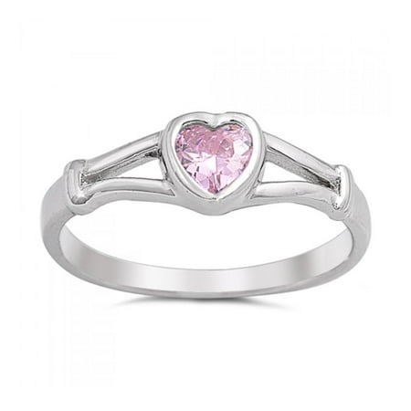 925 Sterling Silver Heart Shaped Baby Ring With Cubic Zirconia