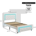 thumbnail image 2 of 4 Ever Winne Twin Size LED Bed Frame with Headboard，Upholstered Platform Bed Frame with Diamond Tufted Headboard and Footboard，White, 2 of 7