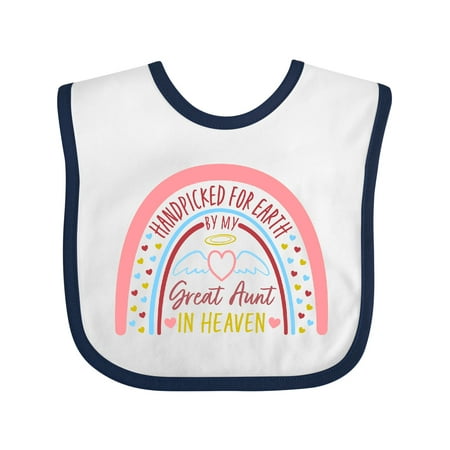 

Inktastic Handpicked for Earth by My Great Aunt in Heaven- Rainbow Boys or Girls Baby Bib