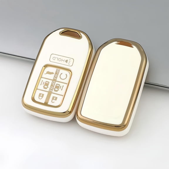 Key Fob Cover Compatible with Fit for Honda Odyssey Elite EXL EX EX-L LX Touring 2018-2024 7 Buttons Smart Key Soft TPU with Leather 360 Degree Protection Key Case Shell Holder Key Case Holder Protec