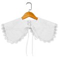 thumbnail image 1 of Women Pastoral Style White for Doll Detachable Collar Shawl Embroidery Plaid Lace Scalloped Trim Scarf Lace-Up Bowknot Solid Color Capelet Poncho, 1 of 4