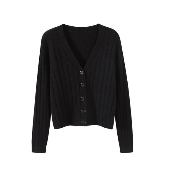 Erwazi Womens Cardigan Sweaters Button Down Cotton Jacket Coat Solid Casual Long Sleeve V-Neck Outerwear