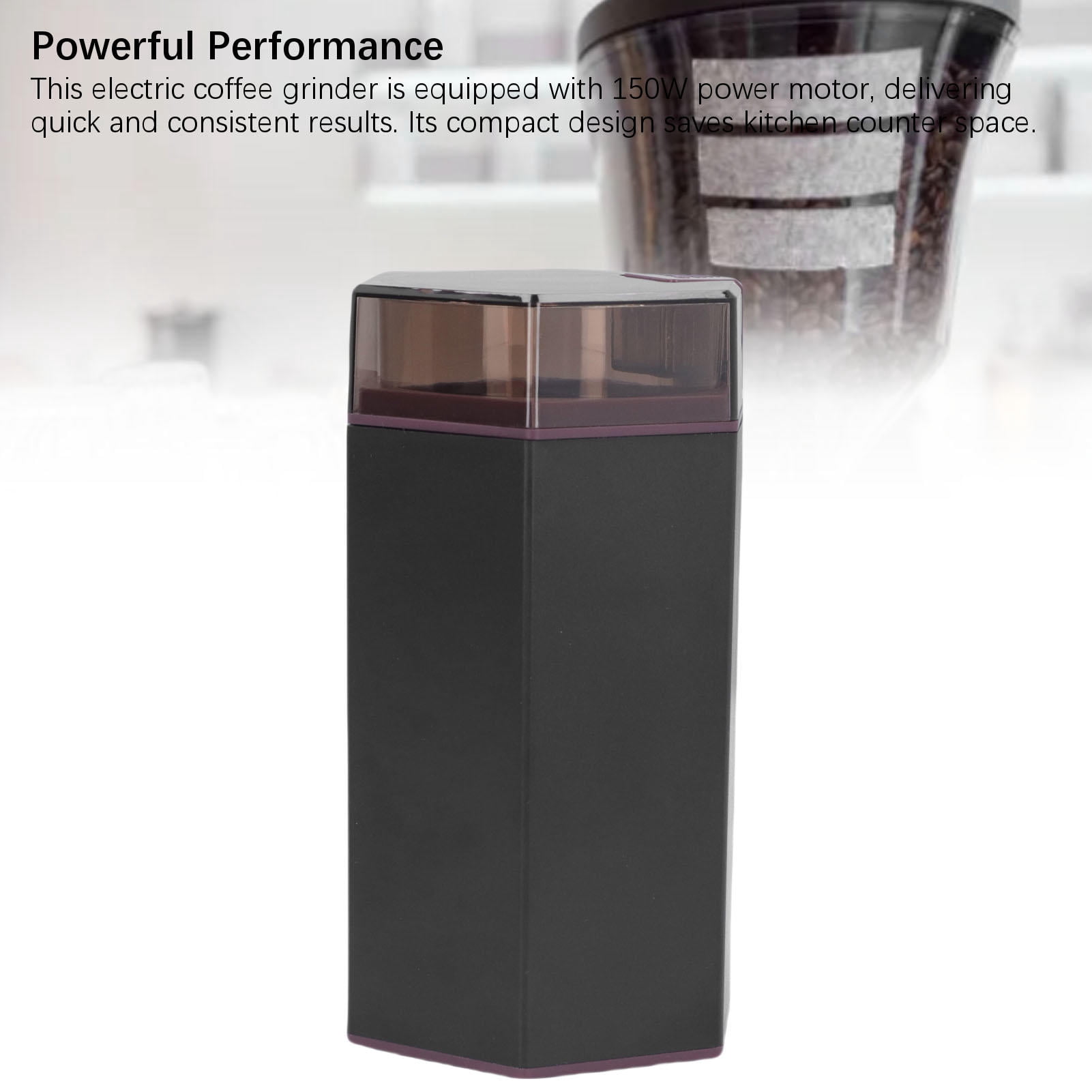 Suodoka 150W 30,000 RPM Electric Coffee Grinder – Transparent Lid, Stainless Steel Cup, Quick 10‑Second Grind, Includes Cleaning Brush