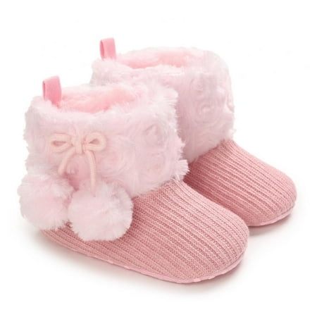 

Wuffmeow Baby Fleece Boots Winter Soft Sole Non-Skid Warm Shoes First Walker For 0-18 Months