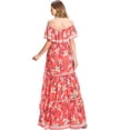 thumbnail image 3 of Jealous Tomato Women's Off Shoulder Chiffon Floral Maxi Dress (M, Orange), 3 of 5