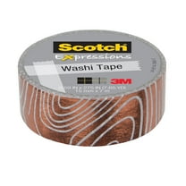 3M Expressions Washi Tape, .59 in x 275 in, White/Copper Foil