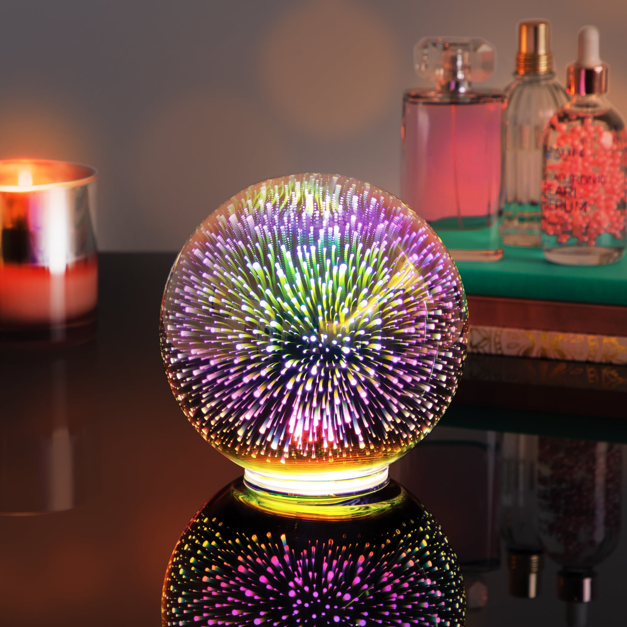 BrightSide 6 inch Plasma Globe LED Light Multicolor Glass LED Mood Lamp Battery Powered