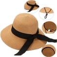 thumbnail image 2 of Beach Sun Straw Hats for Women Sun Protection Wide Brim Summer Straw Hat Color Khaki Size One Size, 2 of 7