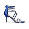 thumbnail image 3 of BLISSFUL STEP Women's Shoes Stiletto Heel Open Toe Ankle Strap Rhinestone Buckle Sandals Navy Blue 6, 3 of 7