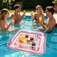 thumbnail image 5 of Thickened PVC Inflatable Pool Floating Ice Bar Serving Tray with Multi Drink Cup Holders, Large Capacity Water Fruit Beverage Snack Float, Summer Party Accessory for Swimming Pool, Pink, 5 of 5