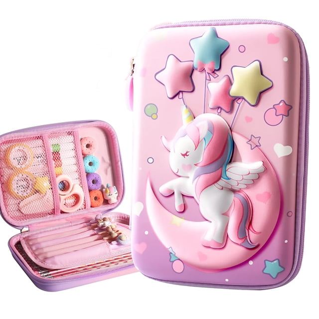 Estuche para lápices CozyModern Unicorn 3D EVA de gran capacidad para niños