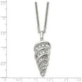 thumbnail image 6 of Stainless Steel Polished With Cz Fancy Shell 22In Necklace Made In China srn592-22, 6 of 6
