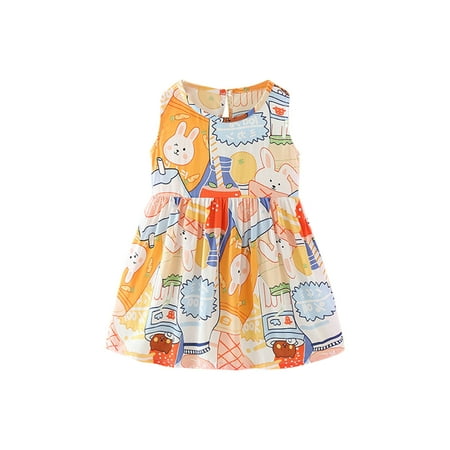 

Edvintorg 6M-7Y Lovely Little Girls Dress Summer Clearance Toddler Baby Girls Sleeveless Beach Dresses Flower Printed Kids Dresses For Girls Party Birthday