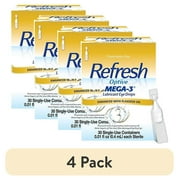 (4 pack) Refresh Optive Mega-3 Lubricant Eye Drops, Preservative-Free, 0.01 Fl Oz Single-Use Containers, 30 Count