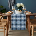 thumbnail image 2 of Blue Plaid Table Runner - 108 Inch Long, Kitchen Dining Table Runner Dresser Scarves, Modern Simple Watercolor Buffalo Lattice Farmhouse Decor for Coffee Tables Wedding Party Banquet, 2 of 8