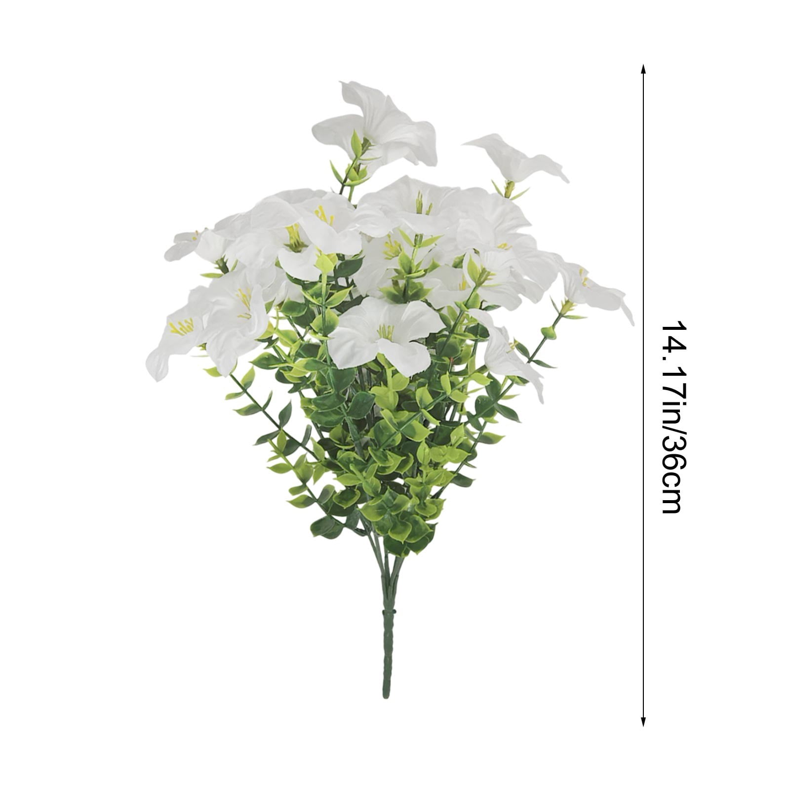 Cififendec Simulation Flowers Plastic Flowers Fake Silk Colorful Flower Bouquet Outdoor Autumn Decoration Realistic UV Outside Faux Plants for Garden Porch Home(White)