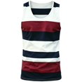 thumbnail image 4 of Multi Color Horizontal Stripe U Neck Muscle Tank Top Men Slim Shoulder Strap Breathable Sleeveless Tee for Fitness Outdoor Vacation Daily Looks Red L, 4 of 4