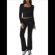 thumbnail image 3 of Conjuntos de Salón para Mujer, Conjuntos Casuales Y2K de 2 Piezas, Tops Cortos de Corta, Pantalones Acampanados con Pliegues y Chándales. Negro L, 3 of 10