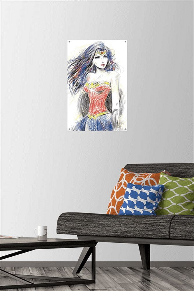DC Comics - Wonder Woman - Sketch Wall Poster with Push Pins, 14.725" x 22.375"