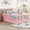 Pink, variant on Leumius Twin Size Wood Platform Bed with Guardrails on Both Sides and Two Storage Drawers for Bedroom Guest Room White