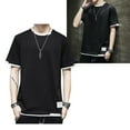 thumbnail image 5 of Elastic, Comfortable, Short Sleeves for Daily Wear - Black XXL Breathable Men's Crew Neck T-Shirt Sarapandan, 5 of 8
