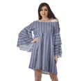 thumbnail image 1 of Moomaya Robe d'Été de Plage pour Femmes Bleu Royal à Épaules Dénudées en Coton Robe de Vacances avec Manches Évasées - 2TG, 1 of 5