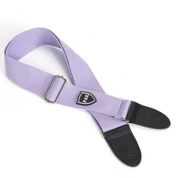 Adjustable Cotton Guitar Strap with Leather Ends for Acoustic Electric & Bass Guitar, Solid Color Shoulder Strap