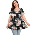thumbnail image 2 of LARACE Blouse Grande Taille pour Femmes à Manches Courtes Chemise Décontractée Tunique Hauts T-Shirt Chemise Ample, 2 of 5