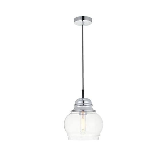 Clarion 1 Light Pendant in Chrome and Clear