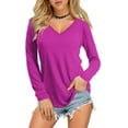 thumbnail image 1 of Womens V Neck Long/Short Sleeve T Shirts Basic Tee Tops, 1 of 3