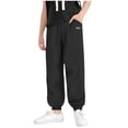 thumbnail image 2 of Kids Outdoor Hiking Pants Boys Girls Lightweight Breathable Casual Joggers Trousers for Boys Girls Daily School Wear Black Toddler Boy Pants 4-5Y, 2 of 6