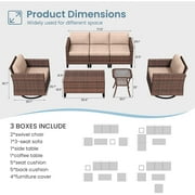 ELPOSUN 7-Piece Rattan Outdoor Patio Furniture Set with Swivel Chairs and Storage Table, Beige
